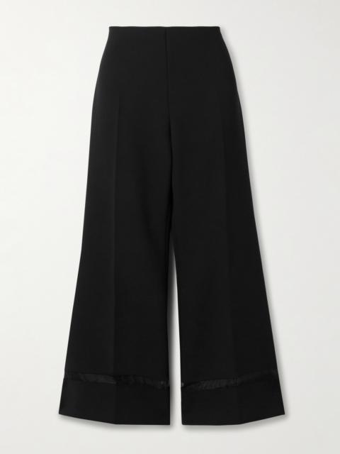 Wallace Organza-trimmed Crepe Wide-leg Pants