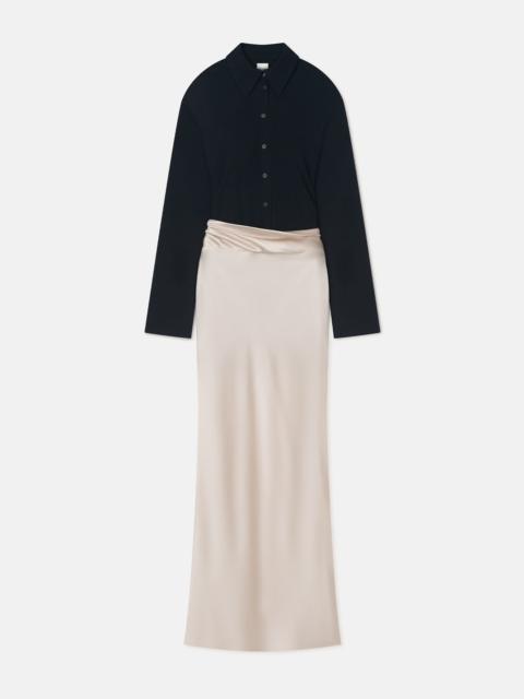 Mesh Jersey and Slip Satin Dress