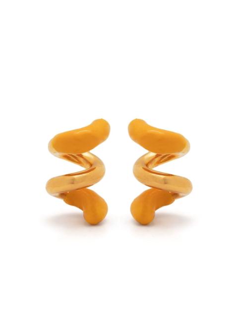 small rubberized curly earrings