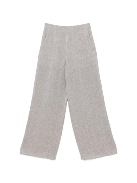 zip-fastening wide-leg trousers