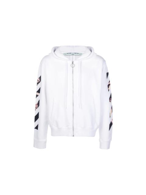 OFF-WHITE Caravaggio Arrows Zip Up Hoodie White