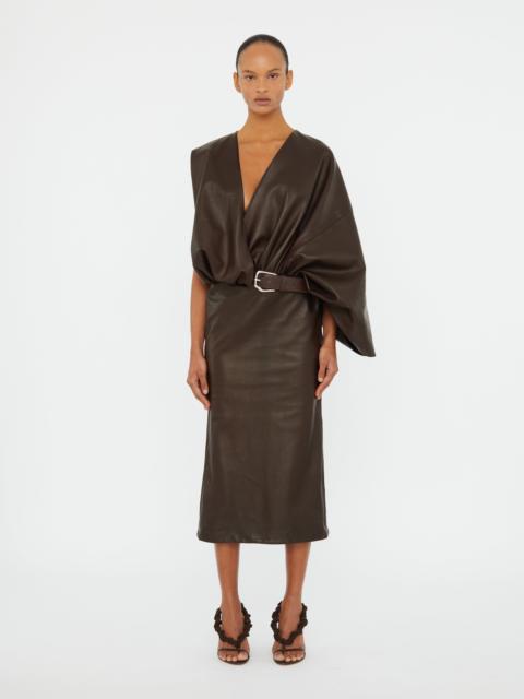 Swaddled Belted Leather Dress