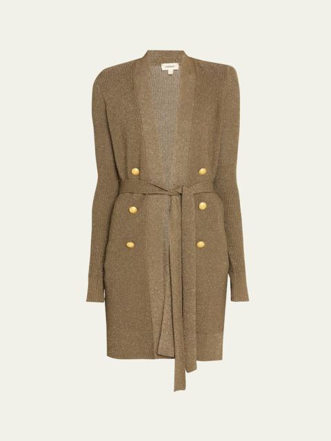 Noe Double-Breasted Metallic-Knit Cardigan