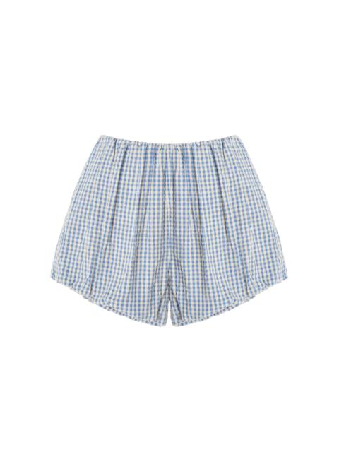 Aurelia Gingham Cotton Bloomer Shorts blue