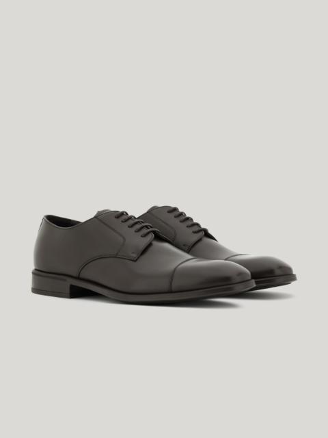 DARK BROWN DERBY SHOES WITH CALFSKIN TOE CAPS