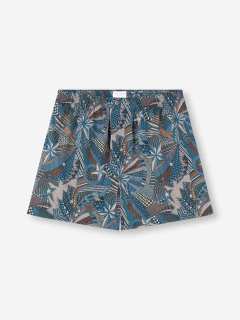 Men's Classic Fit Boxers Cotton Batiste Blue Multicolor Celebration Print