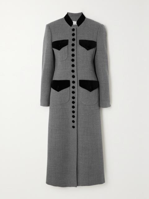 + Net Sustain Velvet-trimmed Wool Coat
