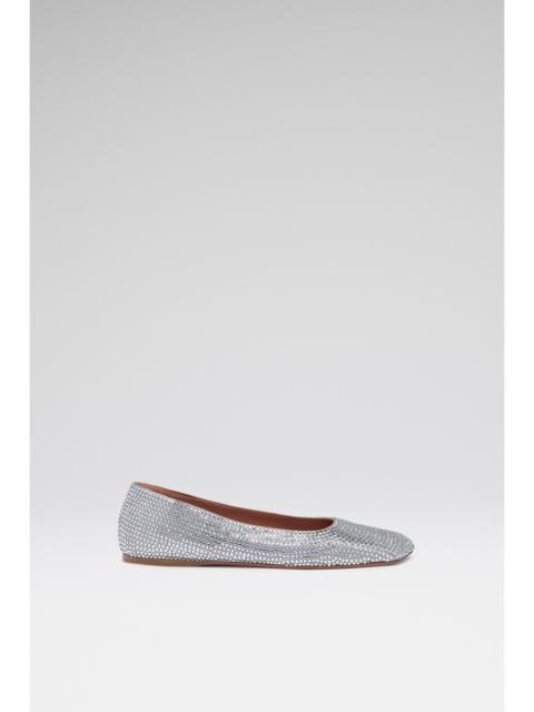 ANE CRYSTAL FLAT SILVER SUEDE AND WHITE CRYSTALS