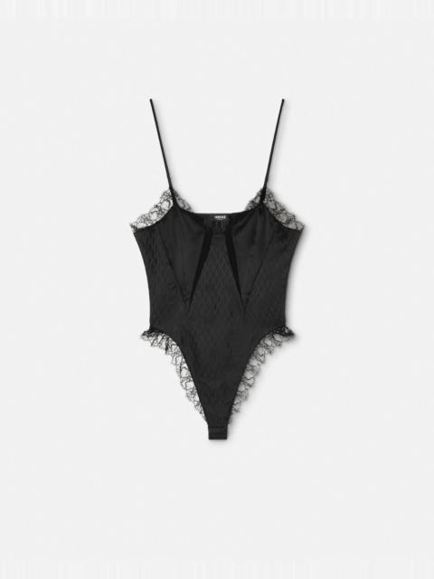 V Allover Jacquard Silk Bodysuit