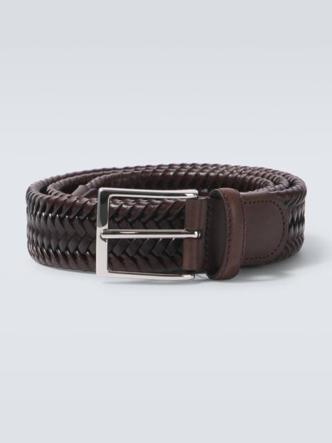 Woven leather belt