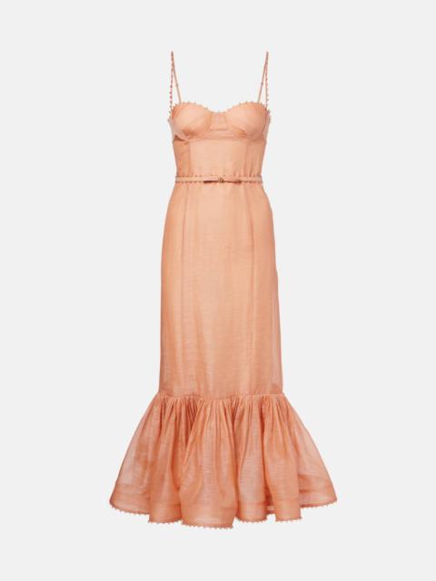 Hypnotic embellished linen and silk gown