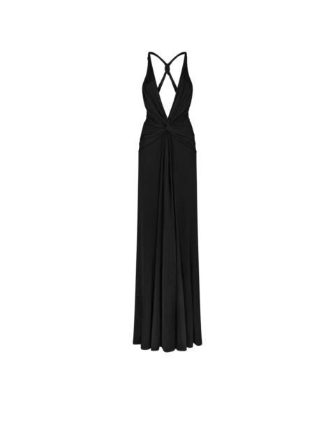 V-NECK CRISS-CROSS EVENING DRESS