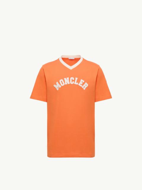 Embroidered Logo Cotton Piquet V-Neck T-Shirt