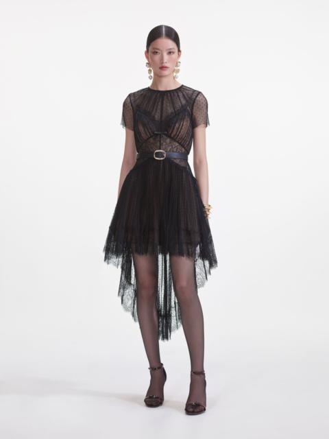 Black Dot Mesh Mini Dress