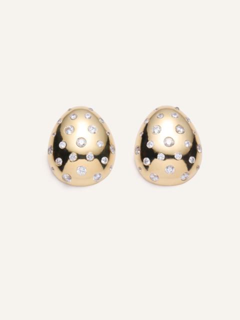 Long earrings in gold with crystals