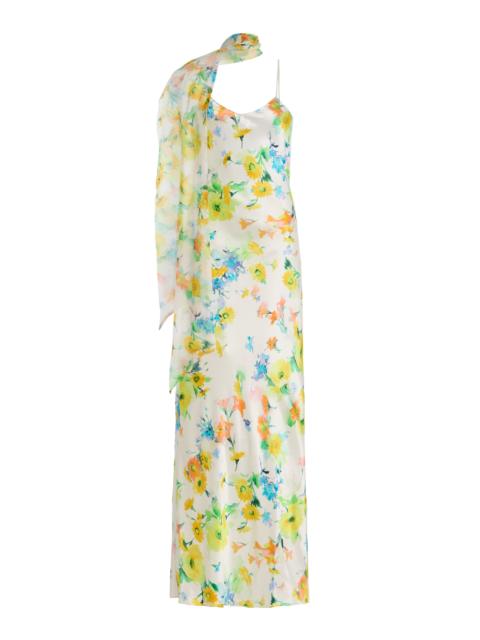 Floral-Printed Satin Slip Gown multi