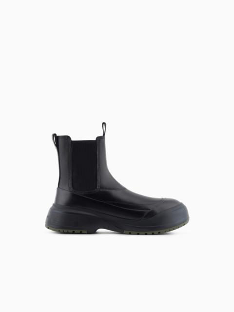 CHUNKY CRUST LEATHER EFFECT ANKLE BOOTS