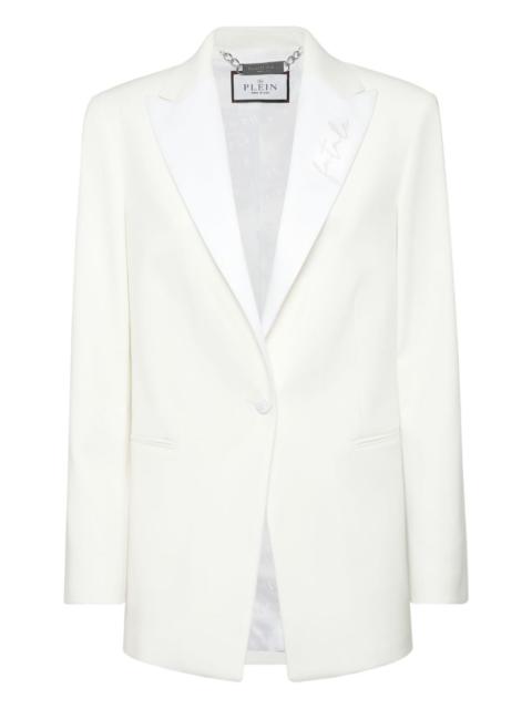 satin-lapels embroidered blazer
