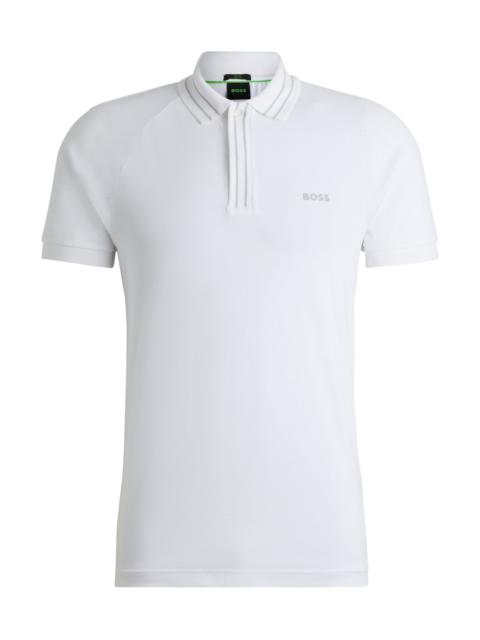 STRETCH-COTTON POLO SHIRT WITH STRIPES AND LOGO