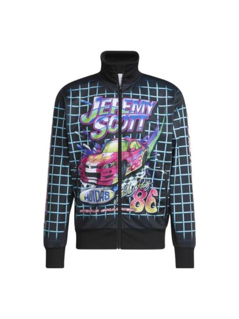 adidas originals x JEREMY SCOTT Crossover Cartoon Plaid Printing Sports Jacket Black HG6509