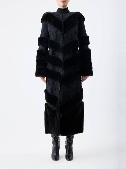 Hugh Coat in Black Suede with Shearling