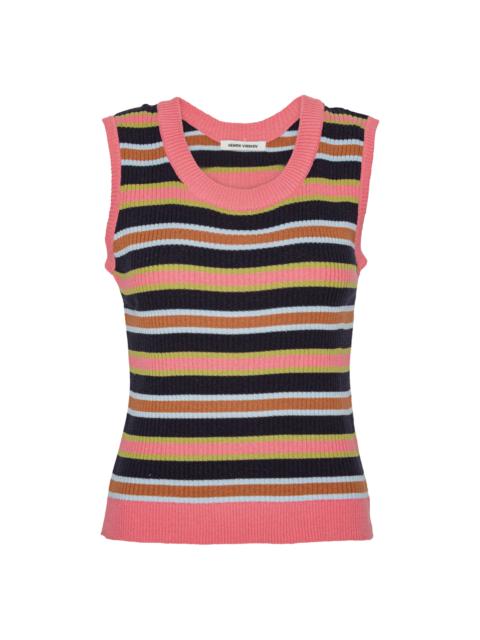 SILK STRIPES SINGLET - NAVY STRIPES