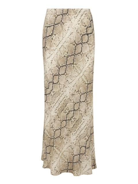 BEIGE SNAKESKIN SILK BIAS MAXI SKIRT