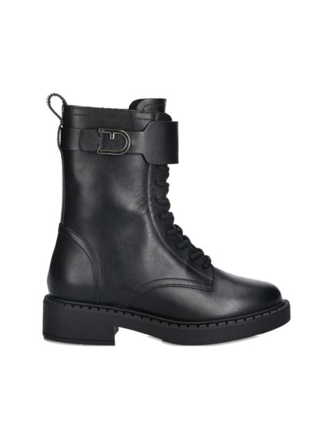 buckle-fastening lace-up boots