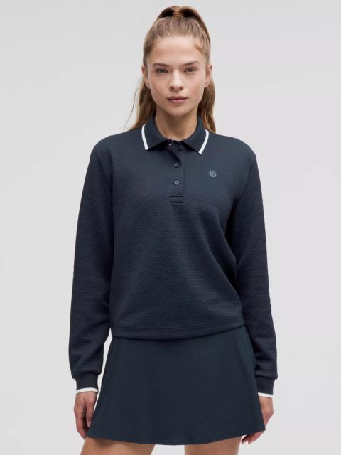 Textured Long-Sleeve Tennis Polo Shirt