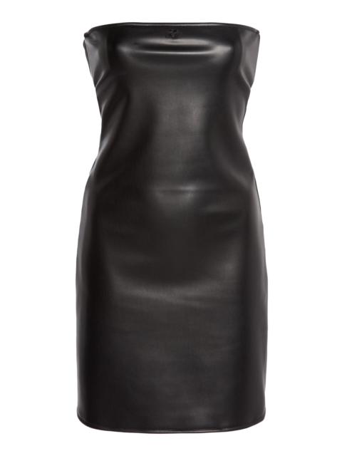 Cut-Out Faux-Leather Lingerie Dress black