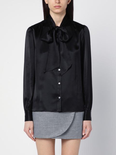 Black silk shirt with bow