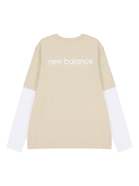 New Balance Contrasting Colors Sports Round Neck Pullover Apricot Color T-Shirt 5DC16063-BEI