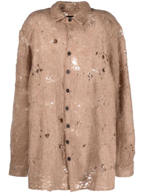 raw-cut finish long-sleeve shirt