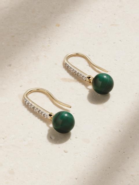 14-karat Gold, Malachite And Diamond Earrings