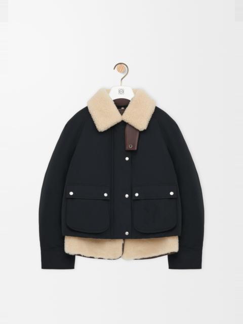 Puffer in shearling and cotton blend