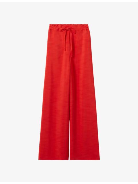 Drawstring Wide-Leg Woven Trousers