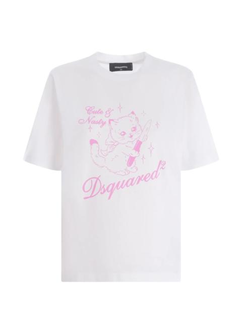 cat-print T-shirt