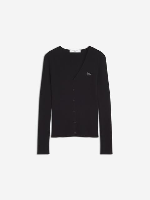 BABY FOX FINE RIB WOOL CARDIGAN