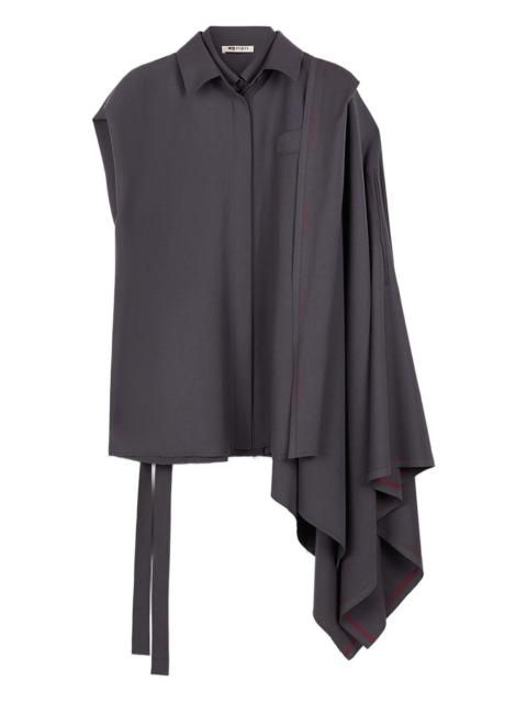 draped-shoulder wool shirt