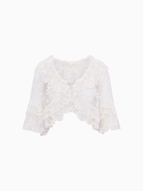 Vessia Sheer Embroidered Mesh Top