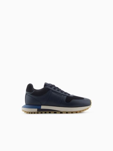 LEATHER SNEAKERS WITH FELT DETAILS