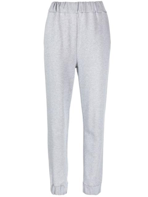 melange-effect slim-cut trousers