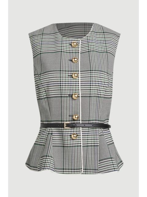 Tailored Check Belted Peplum Jacket