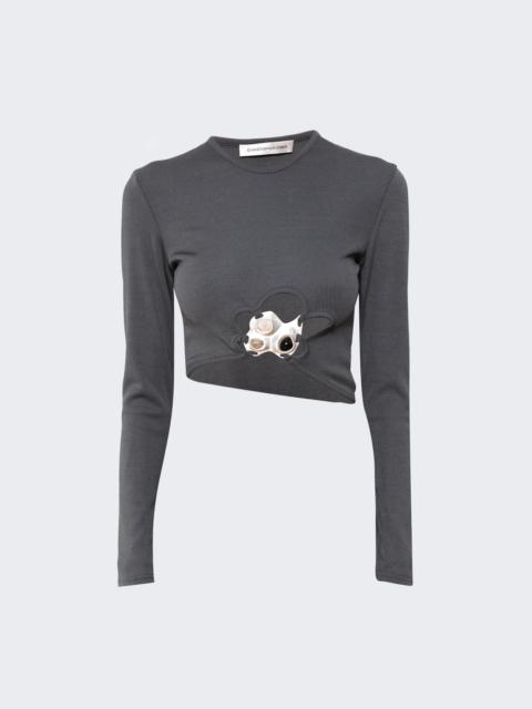 Trio Stone Cropped Top Grey