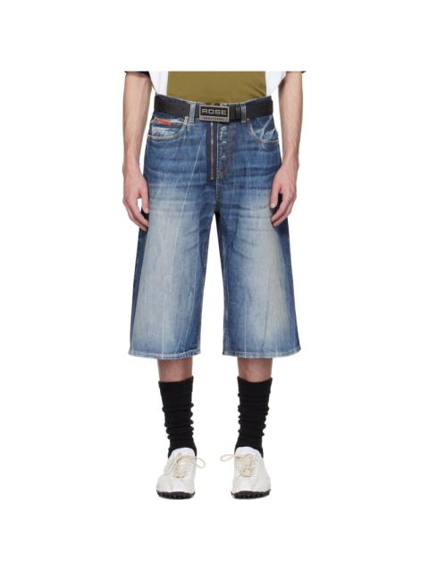 Blue Zip Denim Shorts