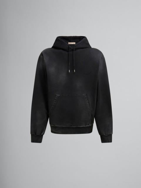 BLACK ORGANIC COTTON HOODIE WITH MARNI MENDING