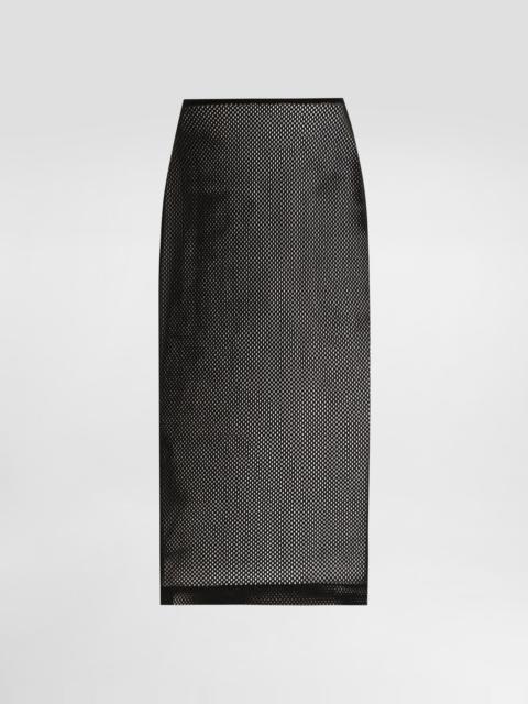 Mesh calf-length skirt