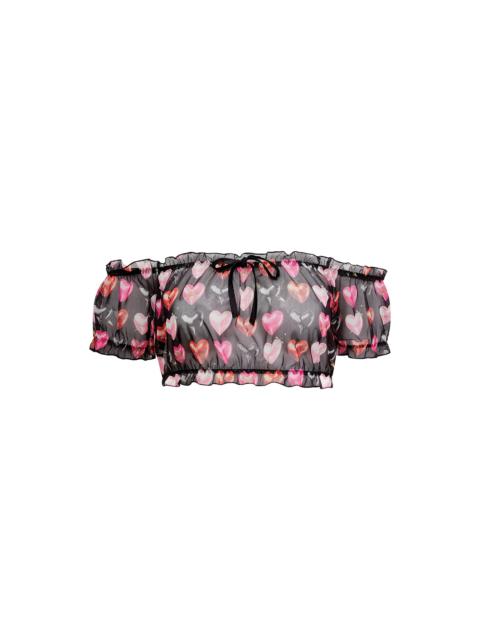 Ruched Mesh Crop Top