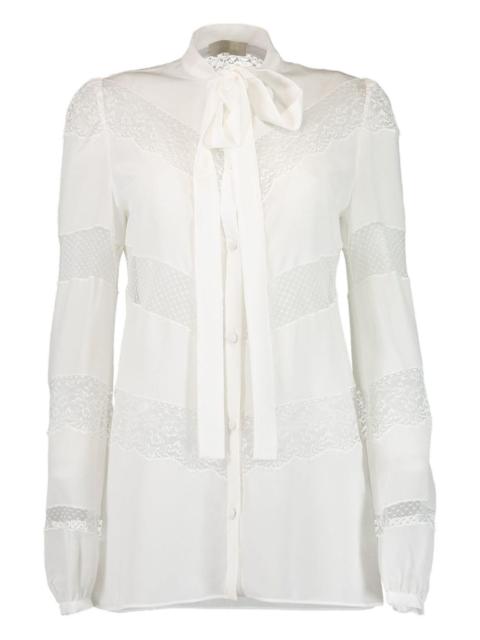 lace-insert crepe shirt