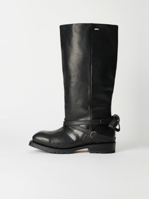High Engine Boot Black Tensile Cattle Hide